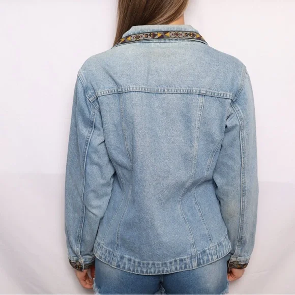 Vintage Bill Blass Jeans Denim Jacket with Purple Accents - Picture 3 of 4